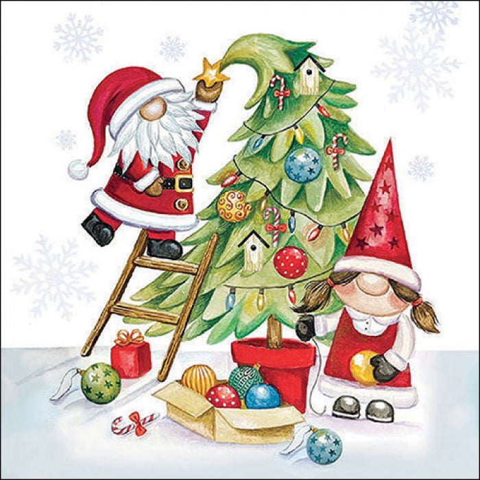 Szalvéta Gonks decorating tree karácsonyi három rétegű papírszalvéta 33x33 cm