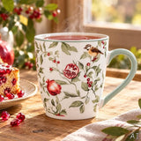 Gránátalmás - madaras porcelán bögre - 370 ml