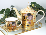Teáskanna Gustav Klimt porcelán teáskanna díszdobozban A Csók