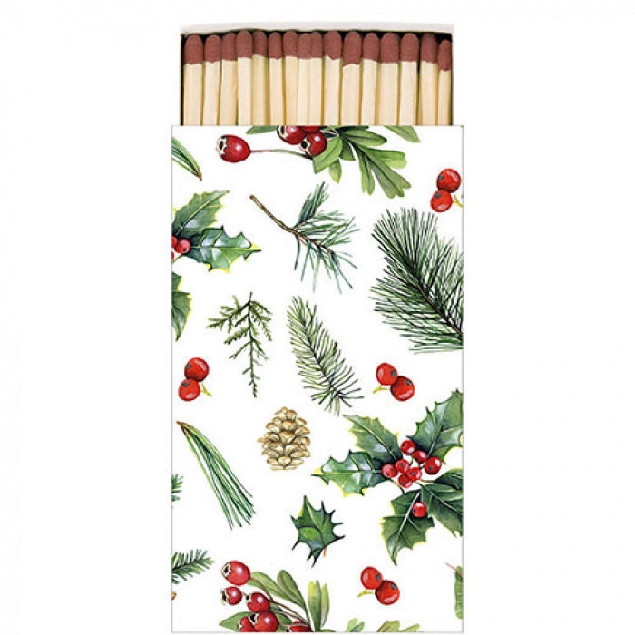 Kenyérkosár Gyufa karácsonyi díszdobozban Winter greenery white