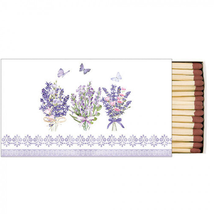 Gyufa levendula virágos díszdobozban Lovely lavender white