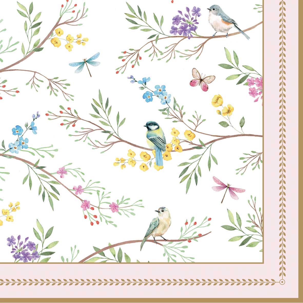 Szalvéta Háromrétegű madaras papírszalvéta 33x33 cm Birds Melody