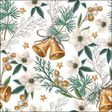 Szalvéta Helleborus és harangok karácsonyi három rétegű papírszalvéta 33x33 cm