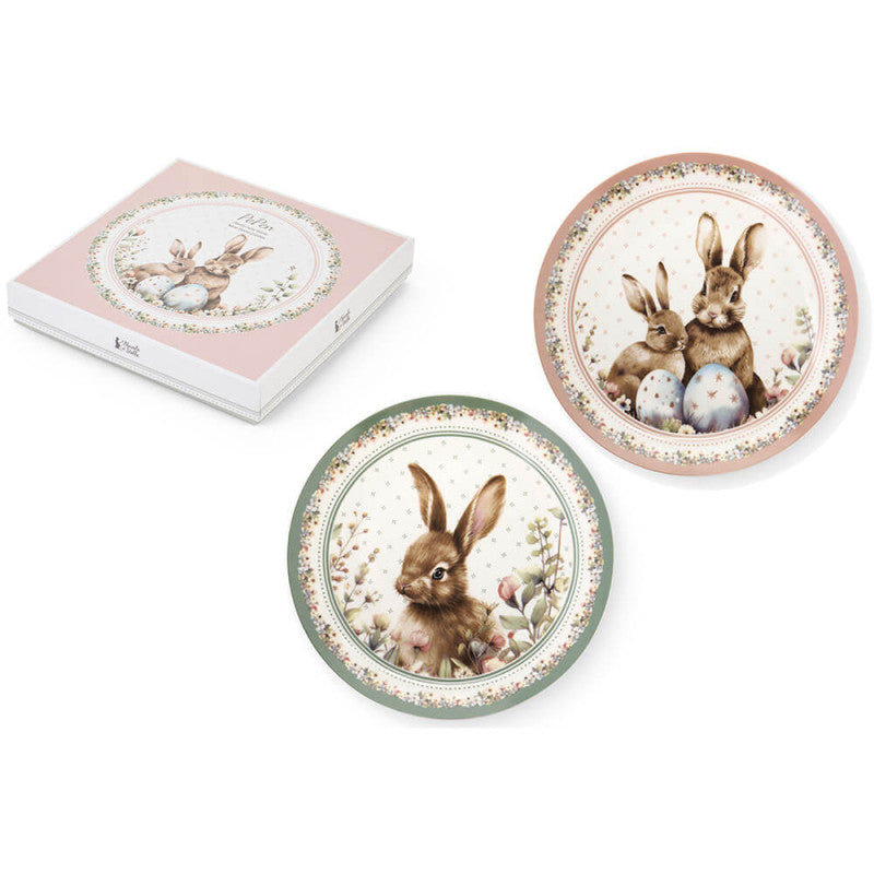Húsvéti nyuszis Porcelán desszertes tányér szett 2 db-os 20 cm dobozban PePen