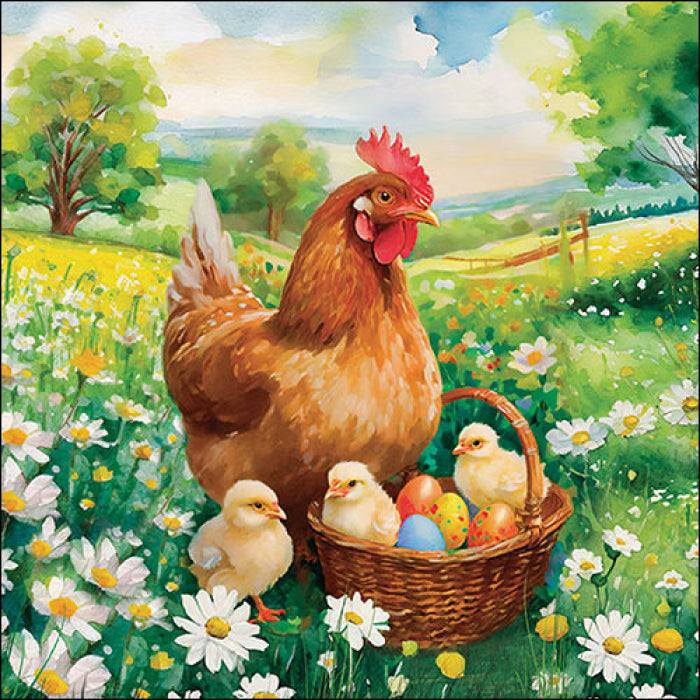 Szalvéta Húsvéti csibés papírszalvéta 33x33 cm 20 db Easter chicks in meadow