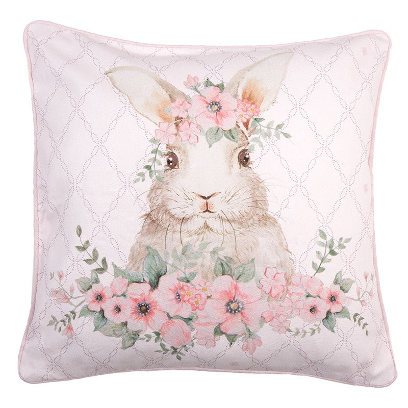 Díszpárna Húsvéti nyuszis pamut díszpárna huzat Floral Easter Bunny