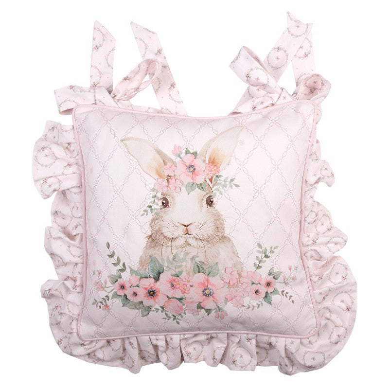 Díszpárna Húsvéti nyuszis pamut díszpárna huzat kötős Floral Easter Bunny
