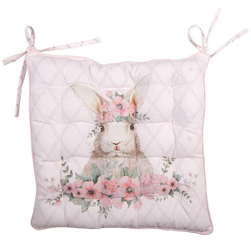 Díszpárna Húsvéti nyuszis pamut székpárna Floral Easter Bunny