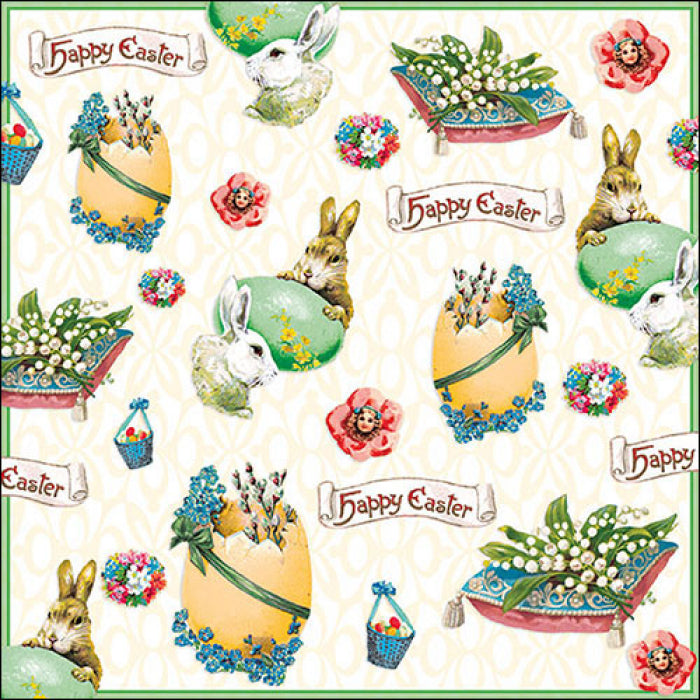 Szalvéta Húsvéti nyuszis papírszalvéta 33x33 cm 20 db Easter banner