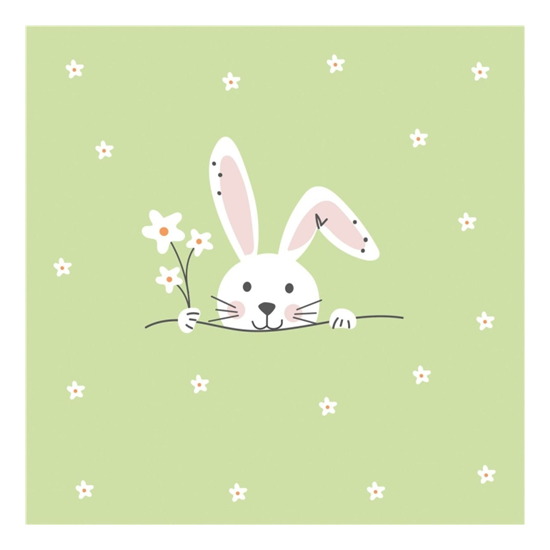 Szalvéta Húsvéti nyuszis papírszalvéta 33x33 cm 20 db Hello Easter green