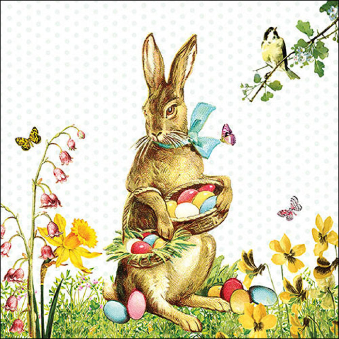 Szalvéta Húsvéti nyuszis papírszalvéta 33x33 cm 20 db Vintage Easter bunny