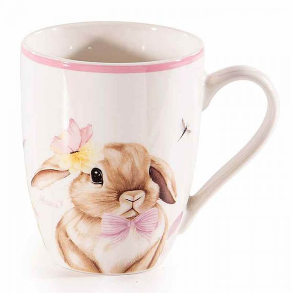 Húsvéti nyuszis porcelán bögre 350 ml rózsaszín