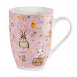 Húsvéti nyuszis porcelán bögre - 300 ml papír díszcsomagolásban rózsaszín