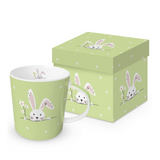 Bögre, csésze Húsvéti nyuszis porcelán bögre díszdobozban Hello Easter green