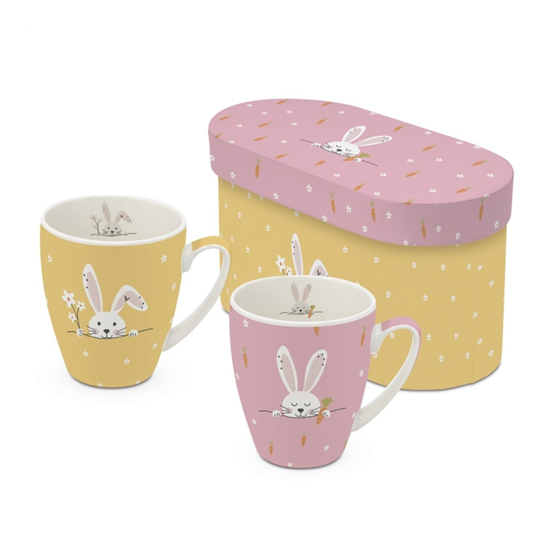 Bögre, csésze Húsvéti nyuszis porcelán bögre díszdobozban két személyes Hello & Easter