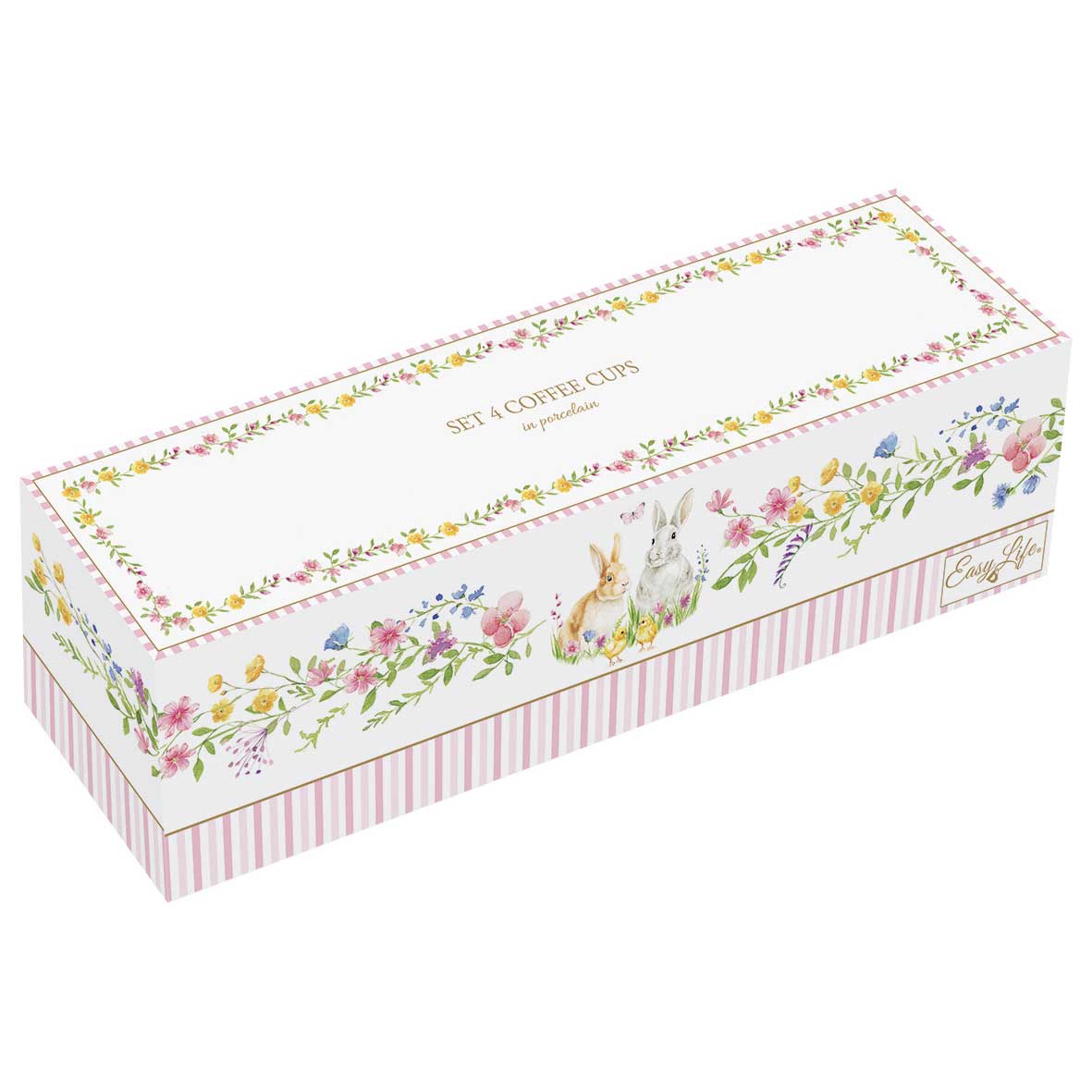 Bögre, csésze Húsvéti nyuszis porcelán kávés pohár 4 személyes szett Happy Easter