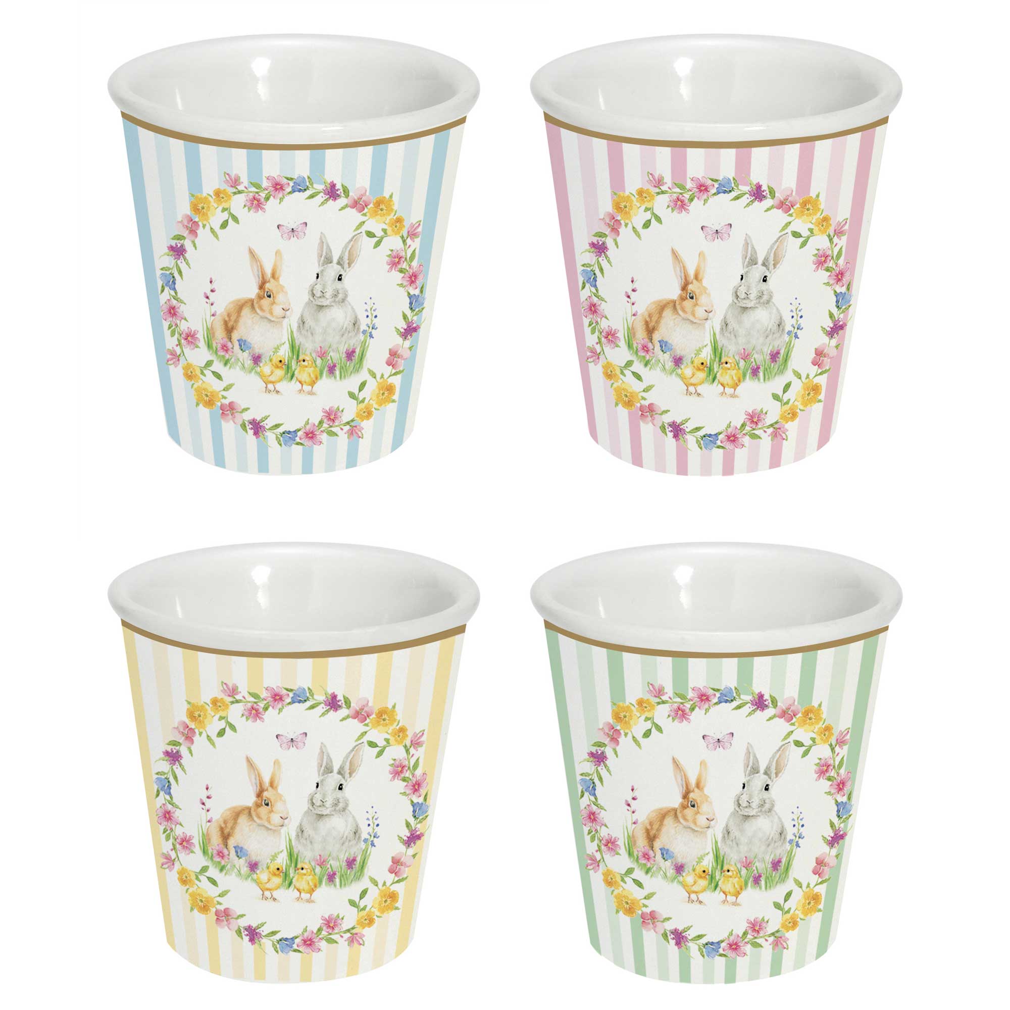 Bögre, csésze Húsvéti nyuszis porcelán kávés pohár 4 személyes szett Happy Easter