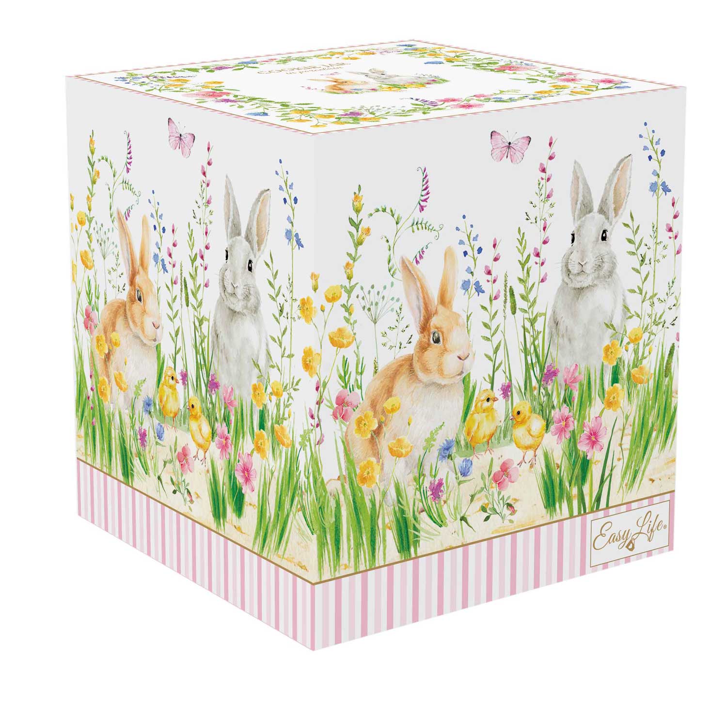Tálka Húsvéti nyuszis porcelán keksztároló díszdobozban Happy Easter