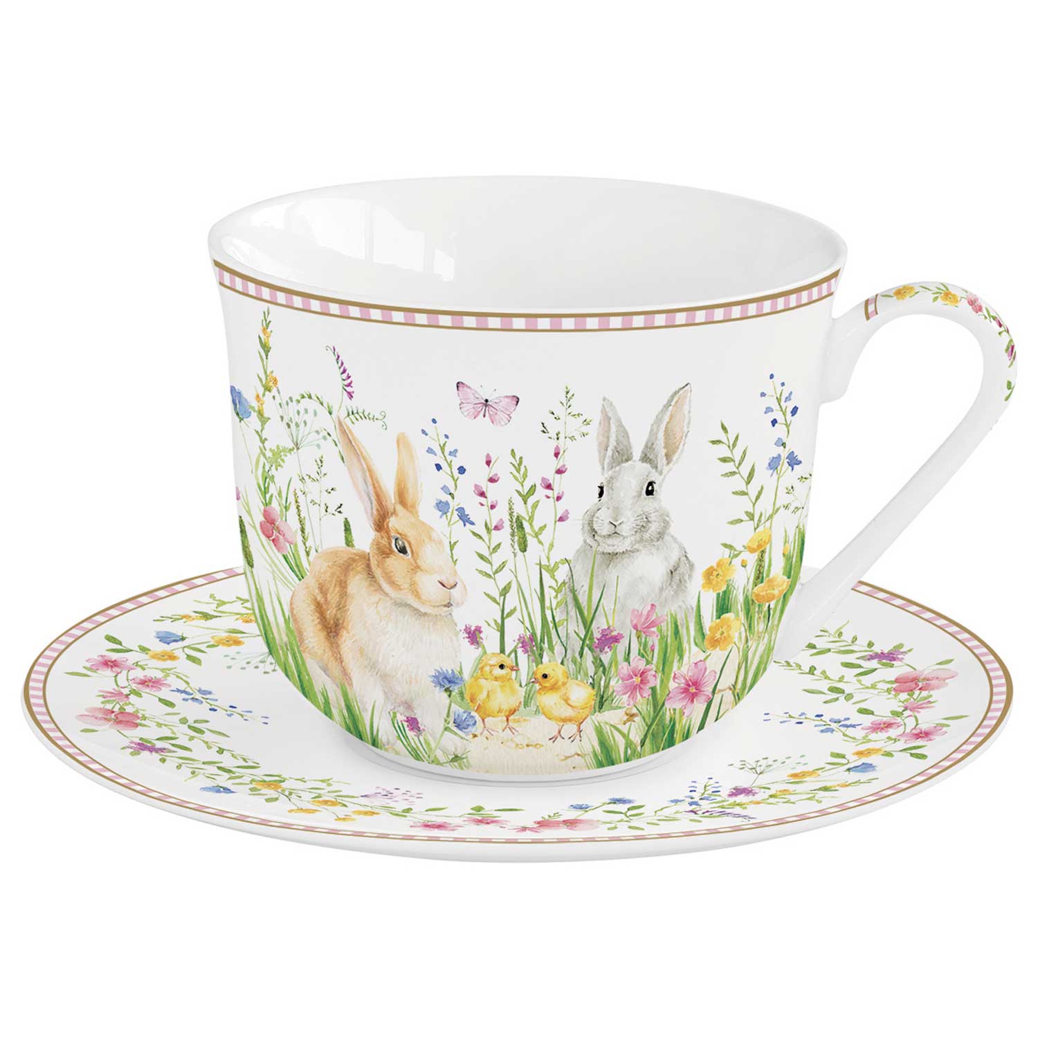 Bögre, csésze Húsvéti nyuszis porcelán nagy teás csésze 370 ml Happy Easter
