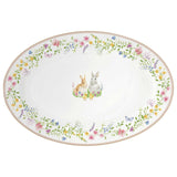 Tálca Húsvéti nyuszis porcelán ovális kínáló tálca 35x23,5 cm Happy Easter