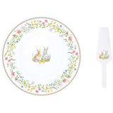 Tortatál Húsvéti nyuszis porcelán tortaál lapáttal 32 cm Happy Easter