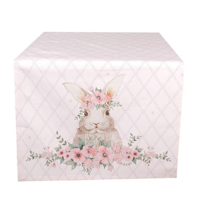 Asztalterítő Húsvéti pamut nyuszis asztali futó 50x140 cm Floral Easter Bunny