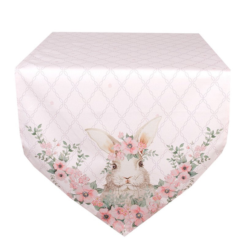 Asztalterítő Húsvéti pamut nyuszis asztali futó 50x160 cm Floral Easter Bunny