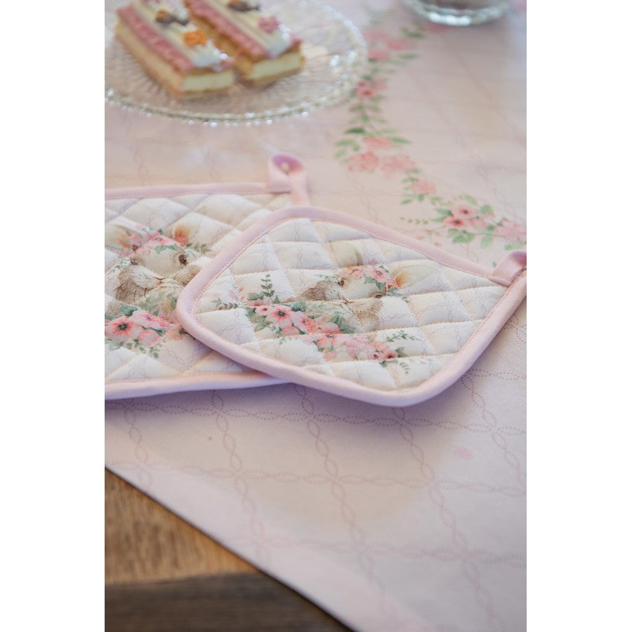 Edényalátét Húsvéti pamut nyuszis edényalátét 20x20 cm Floral Easter Bunny