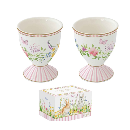 Húsvéti porcelán tojástartó 6,5 cm 2 db-os Happy Easter