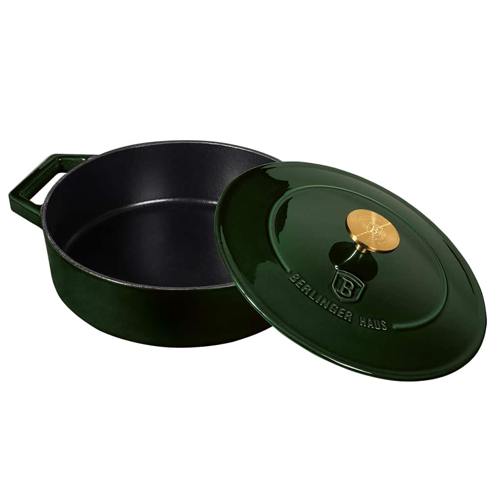Indukciós öntöttvas alacsony lábas smaragdzöld Berlinger Haus Emerald Collection
