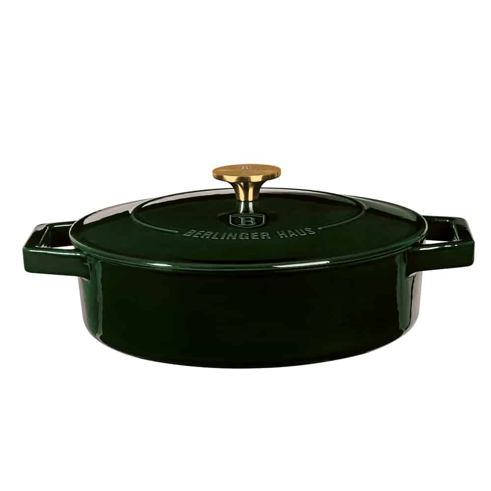 Indukciós öntöttvas alacsony lábas smaragdzöld Berlinger Haus Emerald Collection