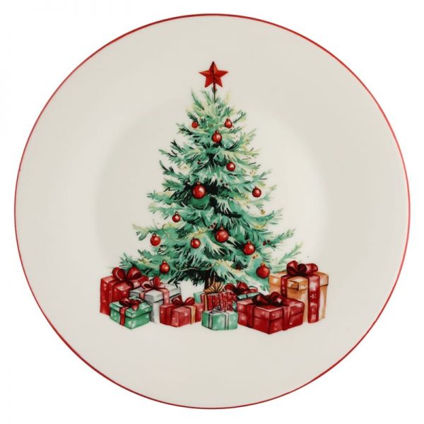 Karácsonyfás porcelán lapostányér - 26,5 cm - Holly Dreams