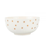 Tányér, étkészlet Karácsonyi arany csillagos porcelán müzlis tálka - 13,5 cm 400 ml