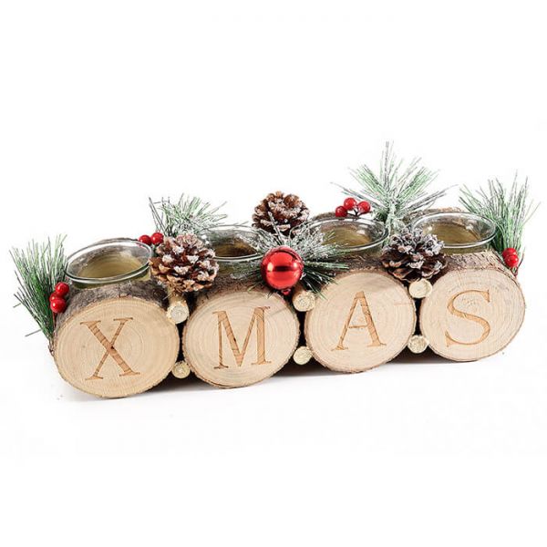 Asztaldísz Karácsonyi asztali dísz mécsestartó - 38x10x11 cm XMAS