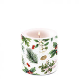 Gyertya Karácsonyi átvilágítós visz gyertya kicsi Winter greenery white
