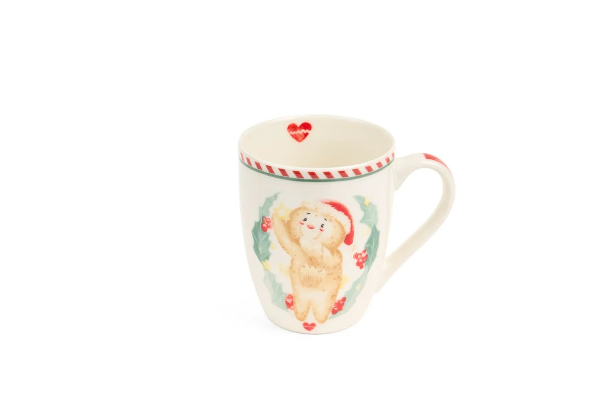 Karácsonyi porcelán bögre 350 ml díszdobozban mézeskalács baba