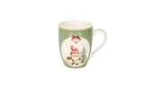 Karácsonyi porcelán bögre 350 ml fém teatojással díszcsomagban többféle