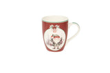 Karácsonyi porcelán bögre 350 ml fém teatojással díszcsomagban többféle