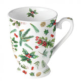 Bögre, csésze Karácsonyi bögre porcelán 250 ml Winter greenery white