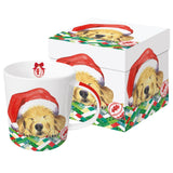 Karácsonyi porcelán bögre kutyás 400 ml