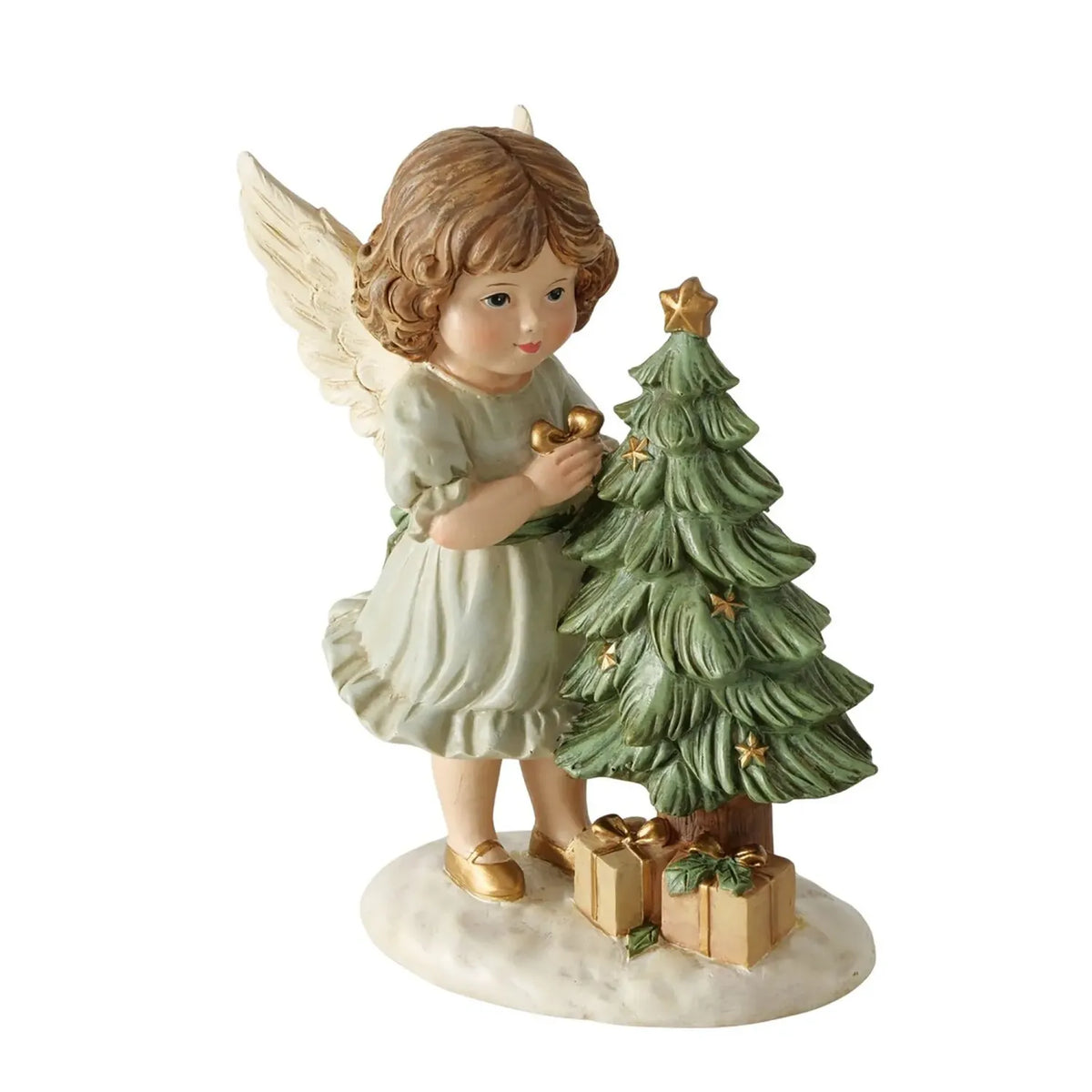 Angyal kislány fenyővel 20 cm karácsonyi figura Clara