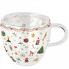 Bögre Karácsonyi duplafalú borosilicate üvegcsésze 0,25l Ornaments All Over red