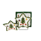 Bögre, csésze Karácsonyi fenyőfás porcelán csillag tányér szett 2 db-os dobozban Around Christmas Tree