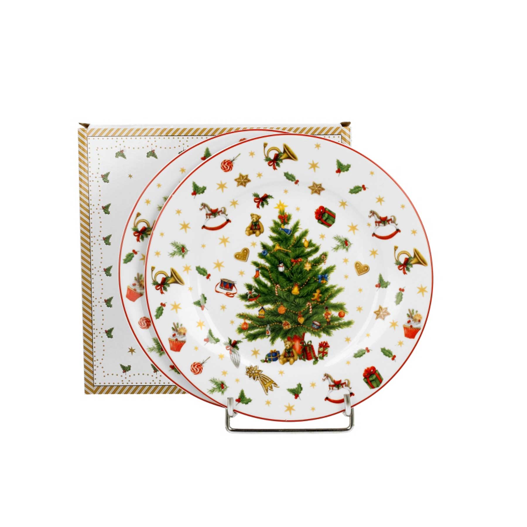 Bögre, csésze Karácsonyi fenyőfás porcelán desszertes tányér szett díszdobozban Christmas Tree