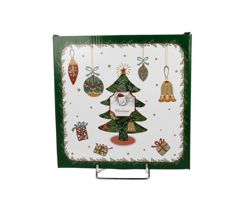 Bögre, csésze Karácsonyi fenyőfás porcelán kis tányér szett 2 db-os dobozban Around Christmas Tree