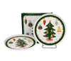 Bögre, csésze Karácsonyi fenyőfás porcelán kis tányér szett 2 db-os dobozban Around Christmas Tree