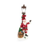 Karácsonyi figura Télapó LED-es utcai lámpás alatt 38 cm magas