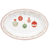 Tányér, étkészlet Karácsonyi gömbökkel díszített porcelán asztali ovális kínáló tál Christmas Eve