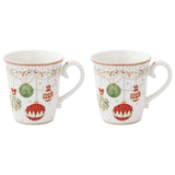 Tányér, étkészlet Karácsonyi gömbökkel díszített porcelán bögre 2 db szett díszdobozban Christmas Eve