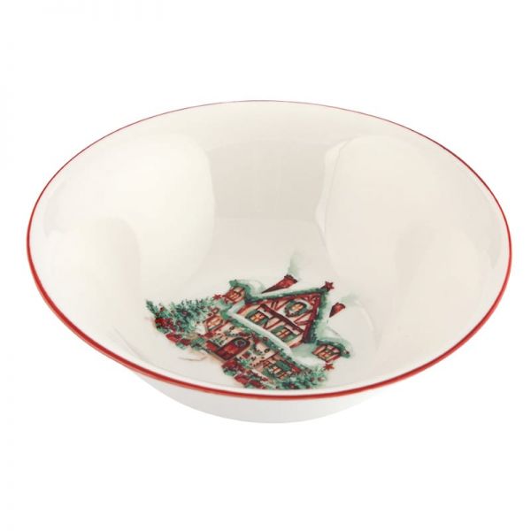 Karácsonyfás porcelán mélytányér 600 ml - Holly Dreams